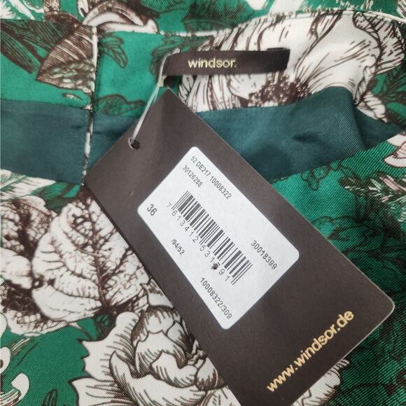 Windsor. Silk Green Dress Size 36 US Size 6 From Germany NWT 3/4 Sleeve Knee - Picture 7 of 10
